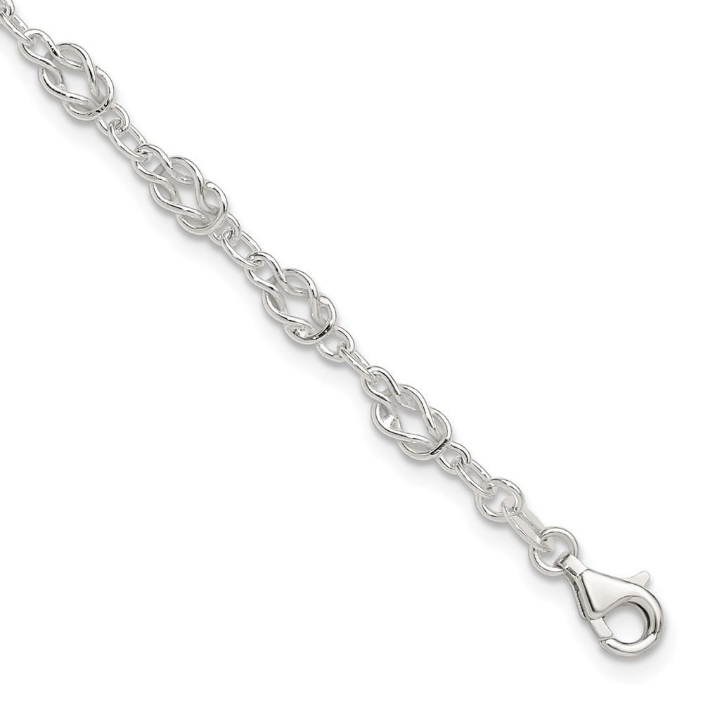 Sterling Silver 9inch Solid Polished Fancy Knot-Link Anklet (QG666-9)
