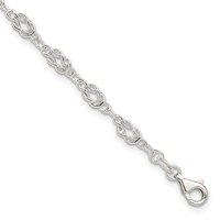 Sterling Silver Solid Polished Fancy Knot-Link Anklet - 10in view 1
