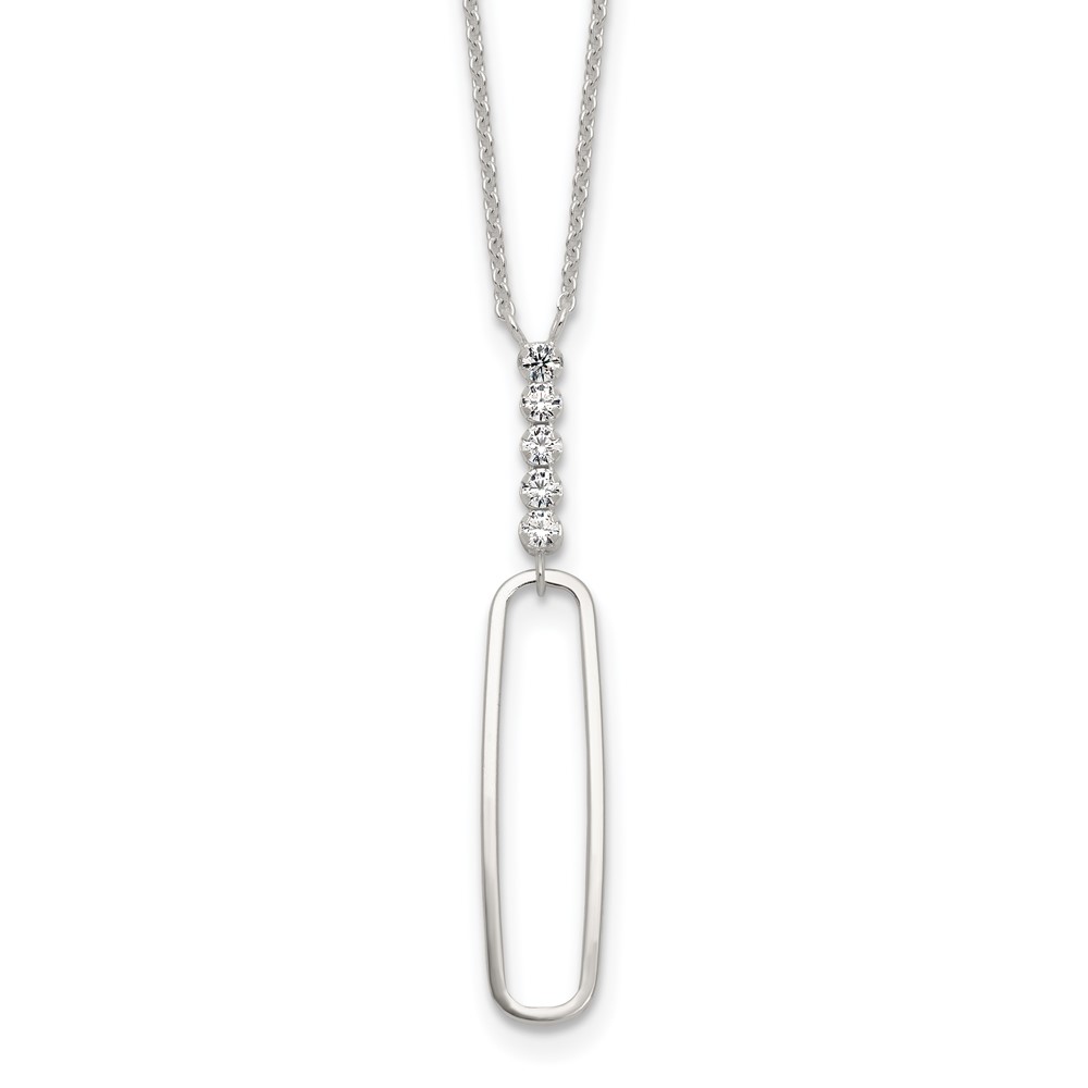 Sterling Silver E-coated CZ Dangle 17.5in Necklace (QG6661-17.5)