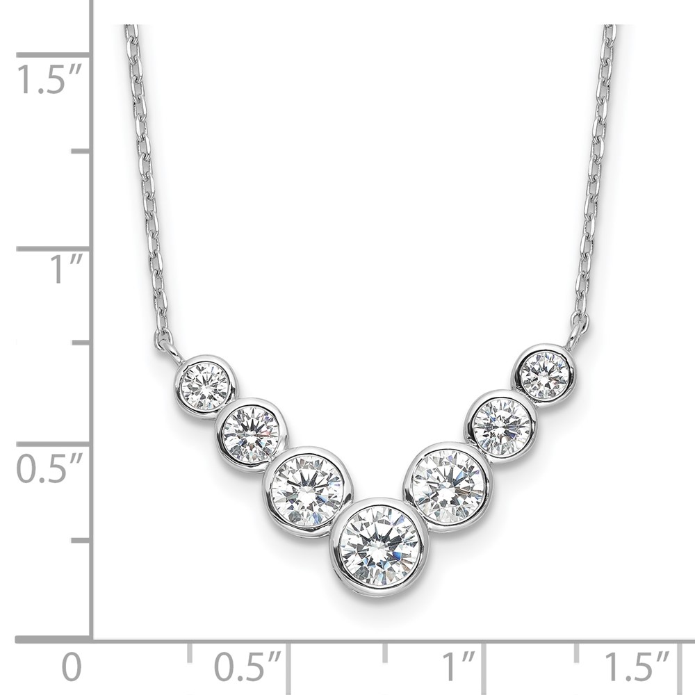 Sterling Silver Rhodium-plated 7 Bezel Set CZ 18in w/2in ext. Necklace (QG6662-18)