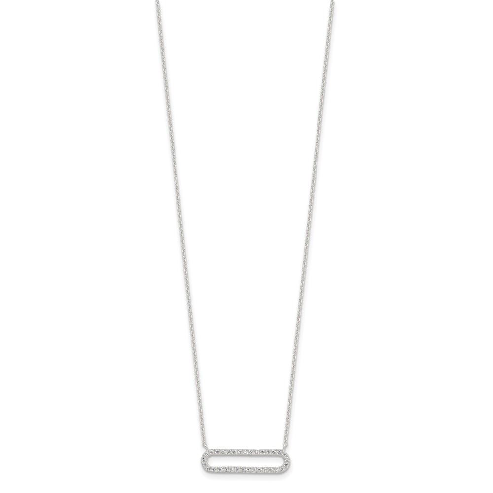Sterling Silver E-coated CZ 18.25in w/2in ext Necklace (QG6663-18.25)