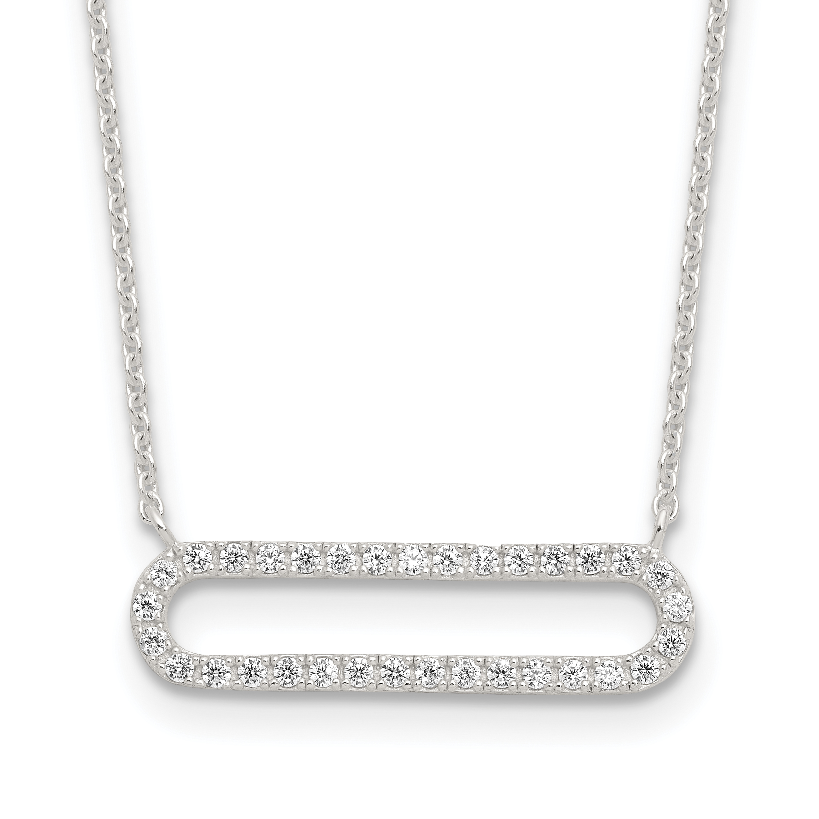 Sterling Silver E-coated CZ 18.25in w/2in ext Necklace (QG6663-18.25)