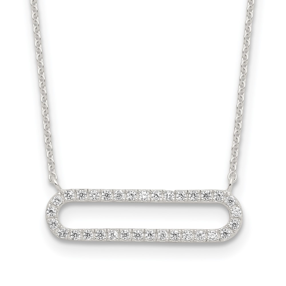Sterling Silver E-coated CZ 18.25in w/2in ext Necklace (QG6663-18.25)