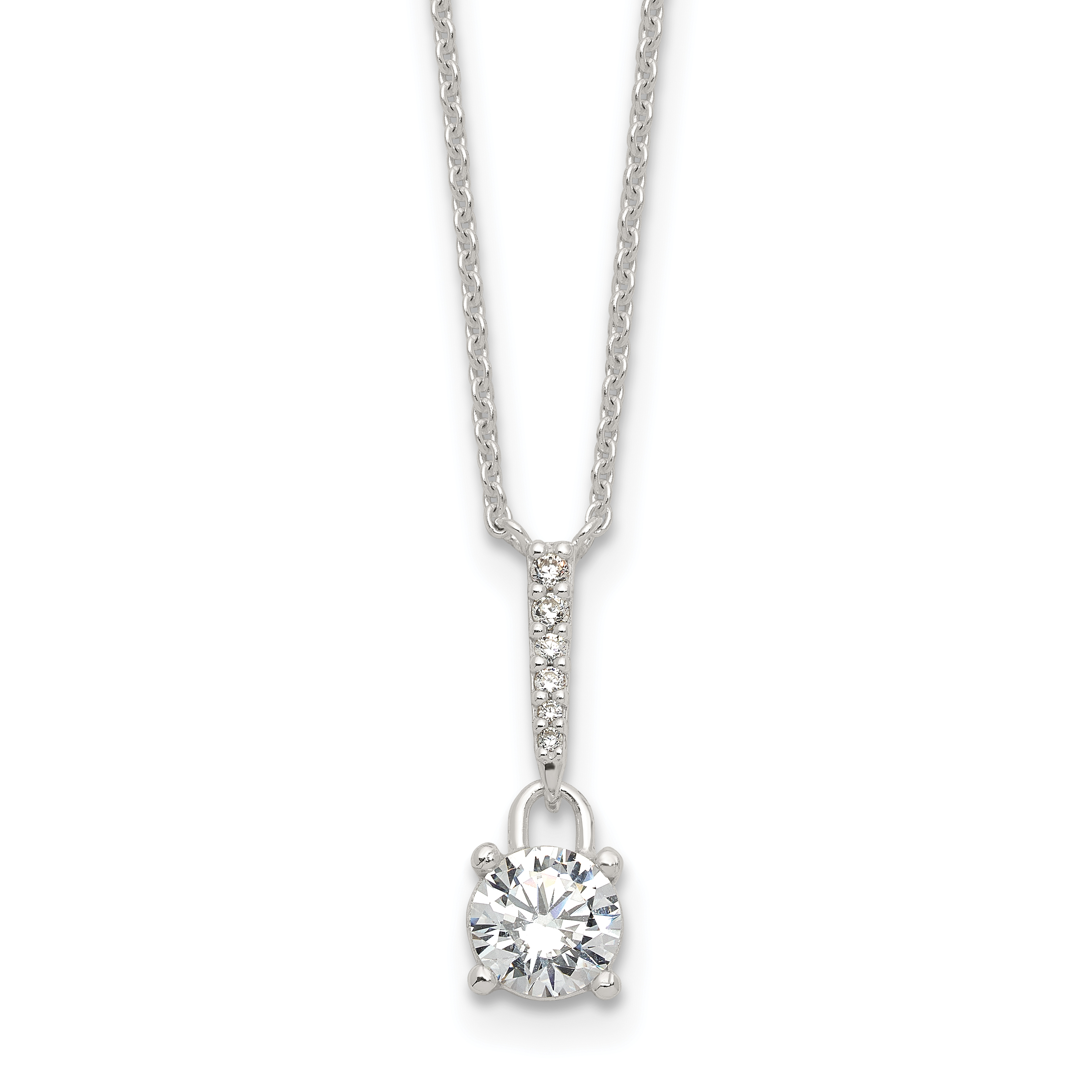 Sterling Silver E-coated CZ 17.75in Necklace (QG6665-17.75)