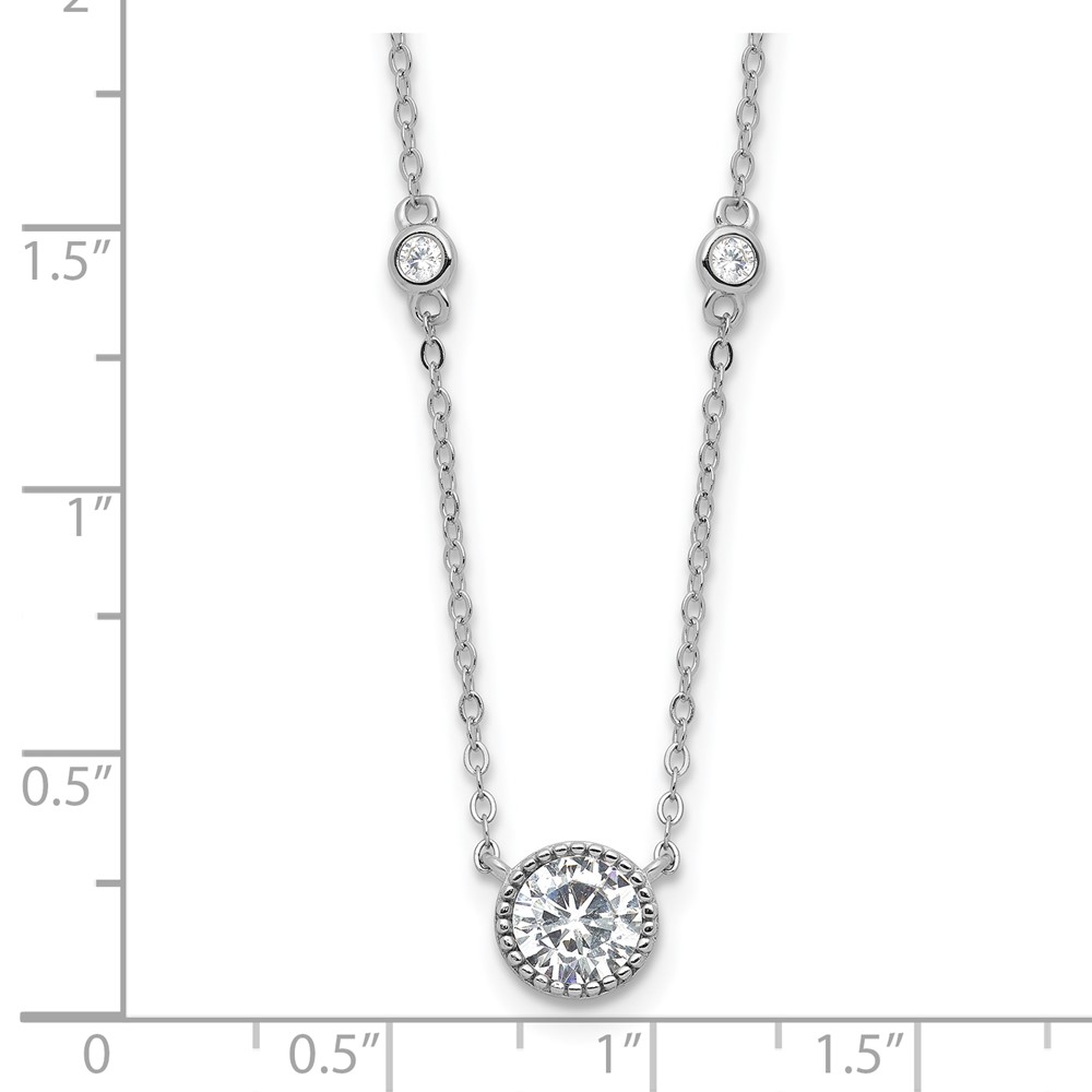 Sterling Silver Rhodium-plated with CZ Stations 16in w/2in ext Necklace (QG6666-16)