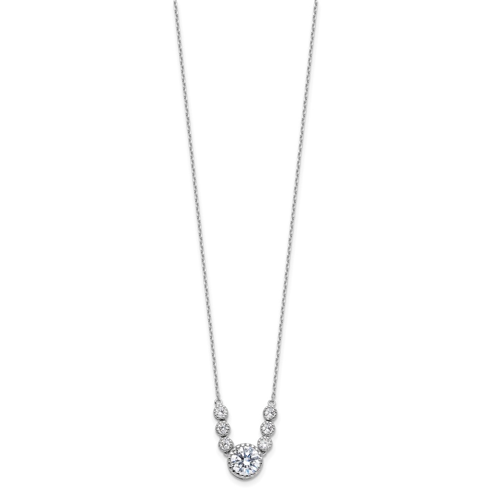 Sterling Silver Rhodium-plated with CZ 16in w/2in ext Necklace (QG6667-16)