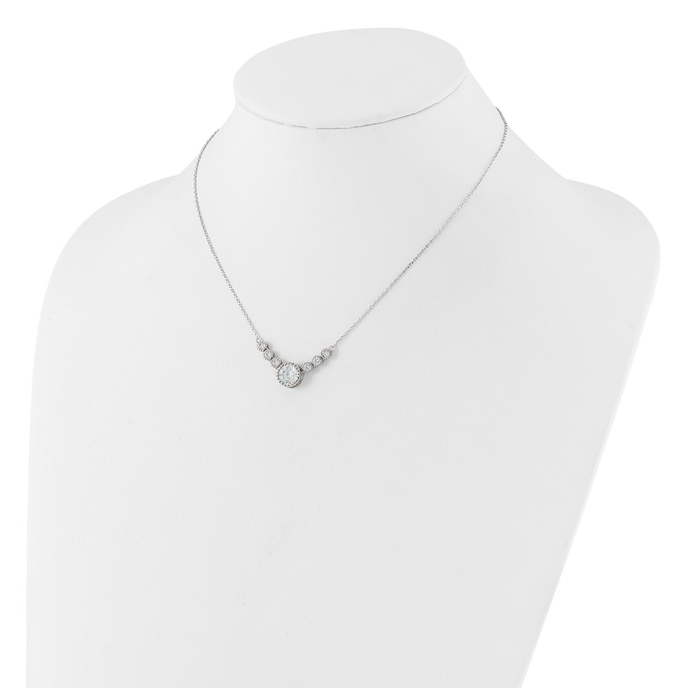 Sterling Silver Rhodium-plated with CZ 16in w/2in ext Necklace (QG6667-16)