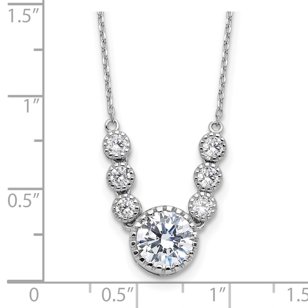 Sterling Silver Rhodium-plated with CZ 16in w/2in ext Necklace (QG6667-16)