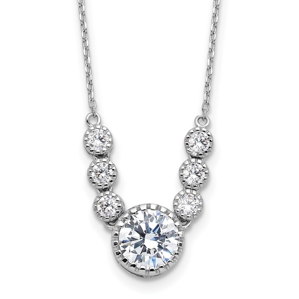 Sterling Silver Rhodium-plated with CZ 16in w/2in ext Necklace (QG6667-16)