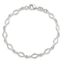 Sterling Silver 5mm Fancy Link Bracelet, 7.25" view 3