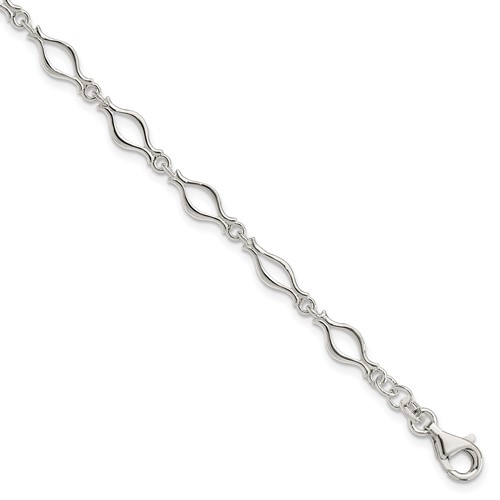 Sterling Silver 5mm Fancy Link Bracelet, 7.25"