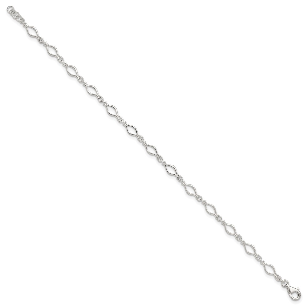 Sterling Silver 9inch Solid Polished Fancy Link Anklet (QG667-9)