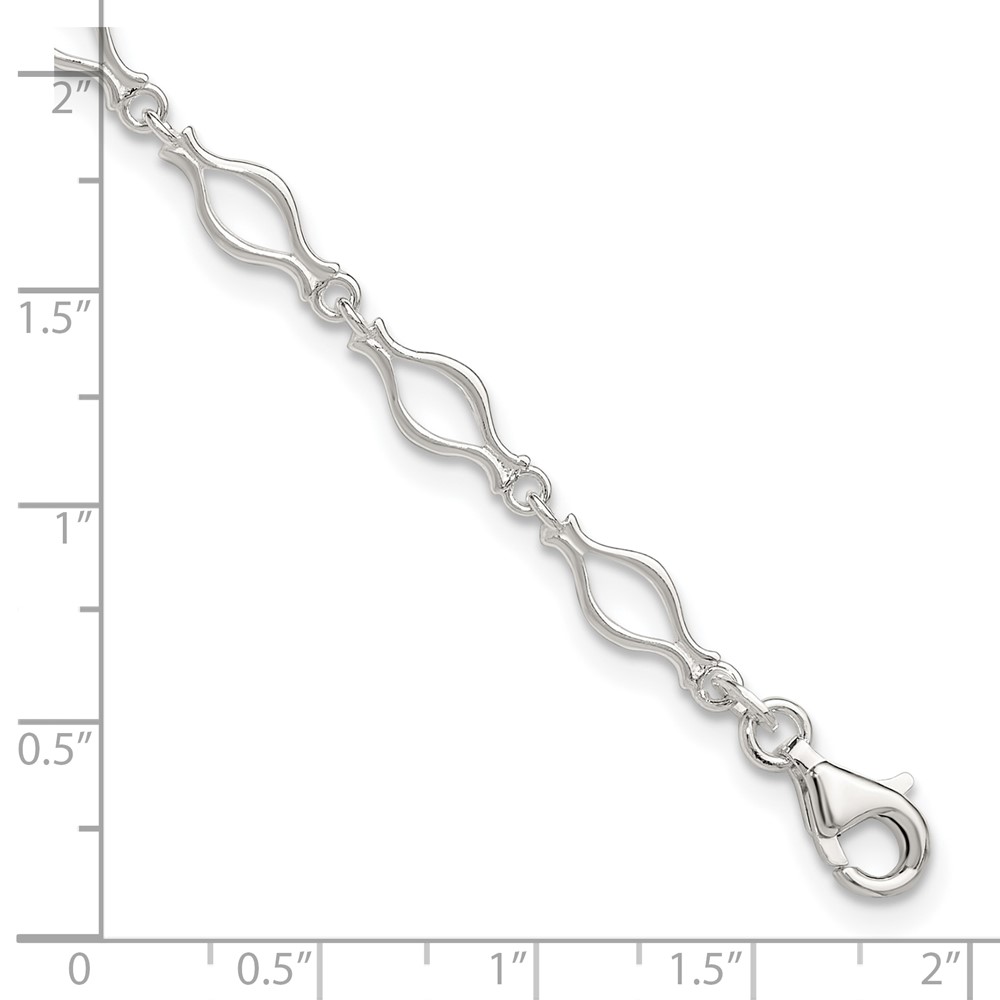 Sterling Silver 9inch Solid Polished Fancy Link Anklet (QG667-9)