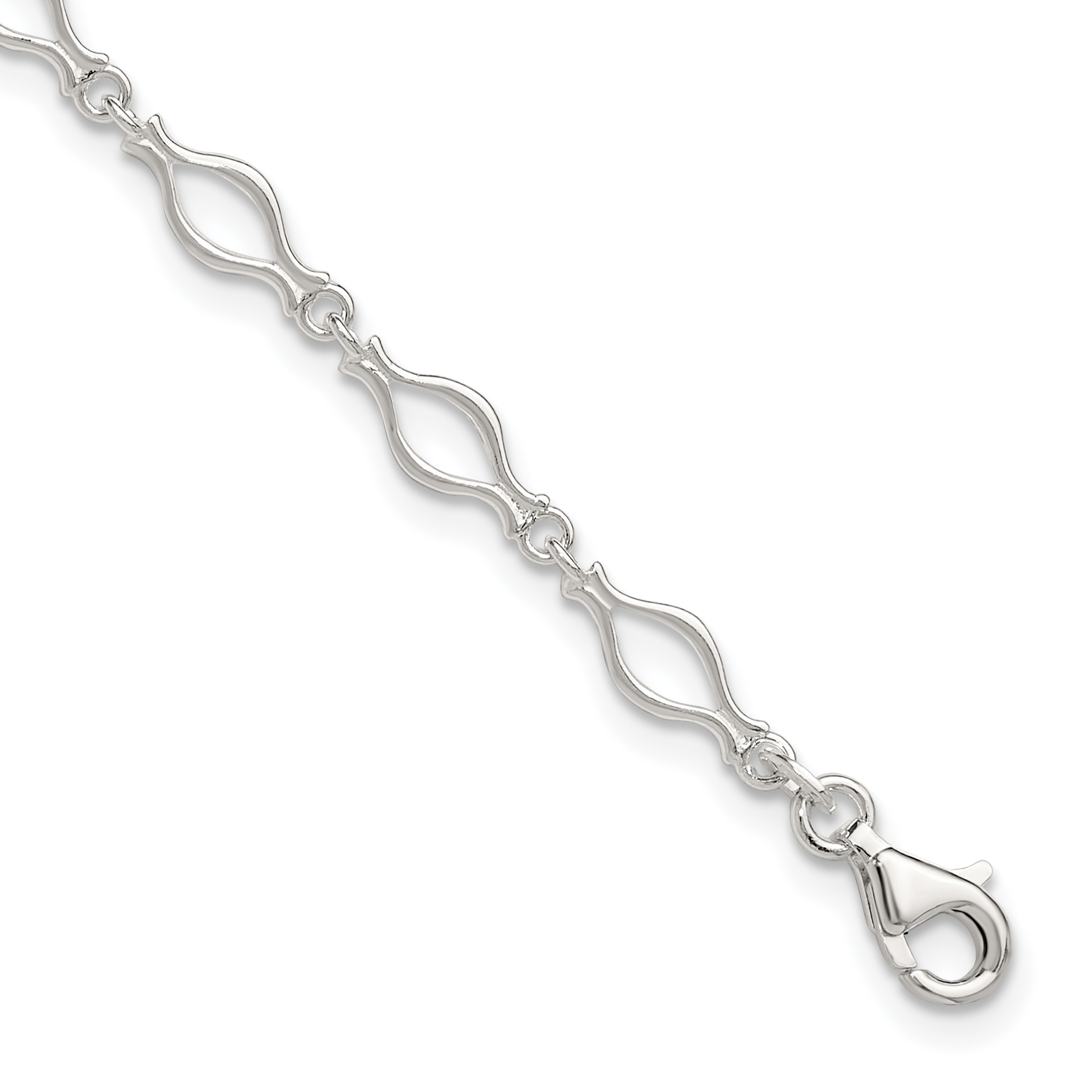 Sterling Silver 9inch Solid Polished Fancy Link Anklet (QG667-9)