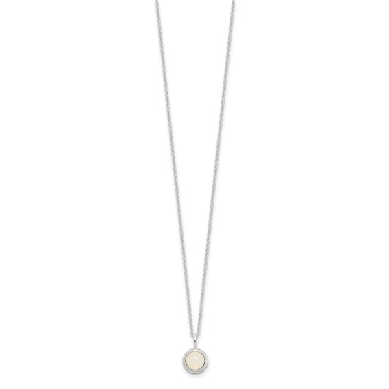 Sterling Silver E-coated Moonstone 17.75in w/2in ext Necklace