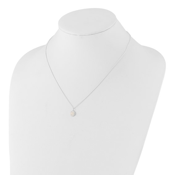 Sterling Silver E-coated Moonstone 17.75in w/2in ext Necklace