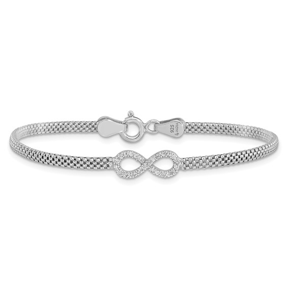 Sterling Silver Polished CZ Infinity Children's 6in Bracelet