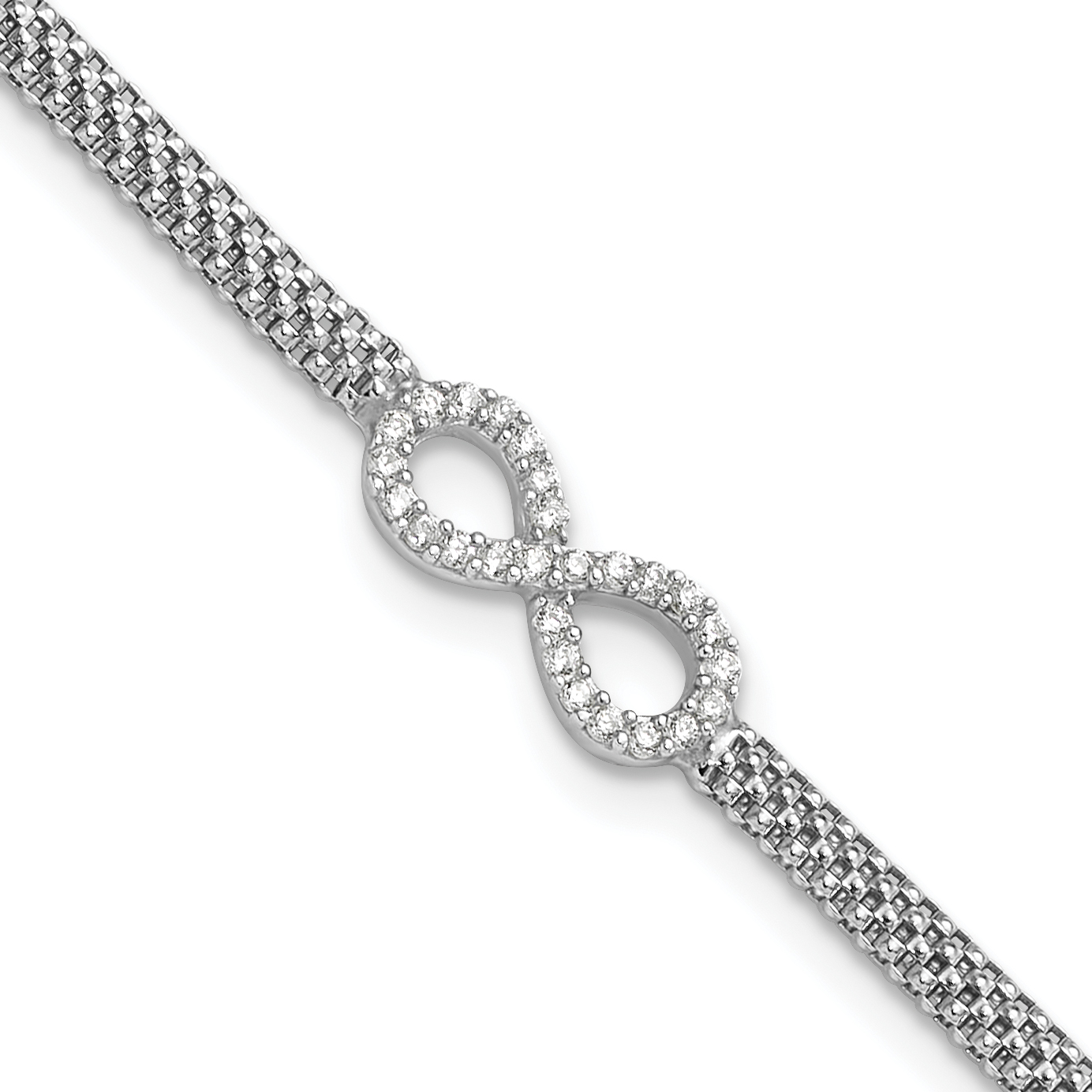 Sterling Silver Polished CZ Infinity Children's 6in Bracelet (QG6726-6)