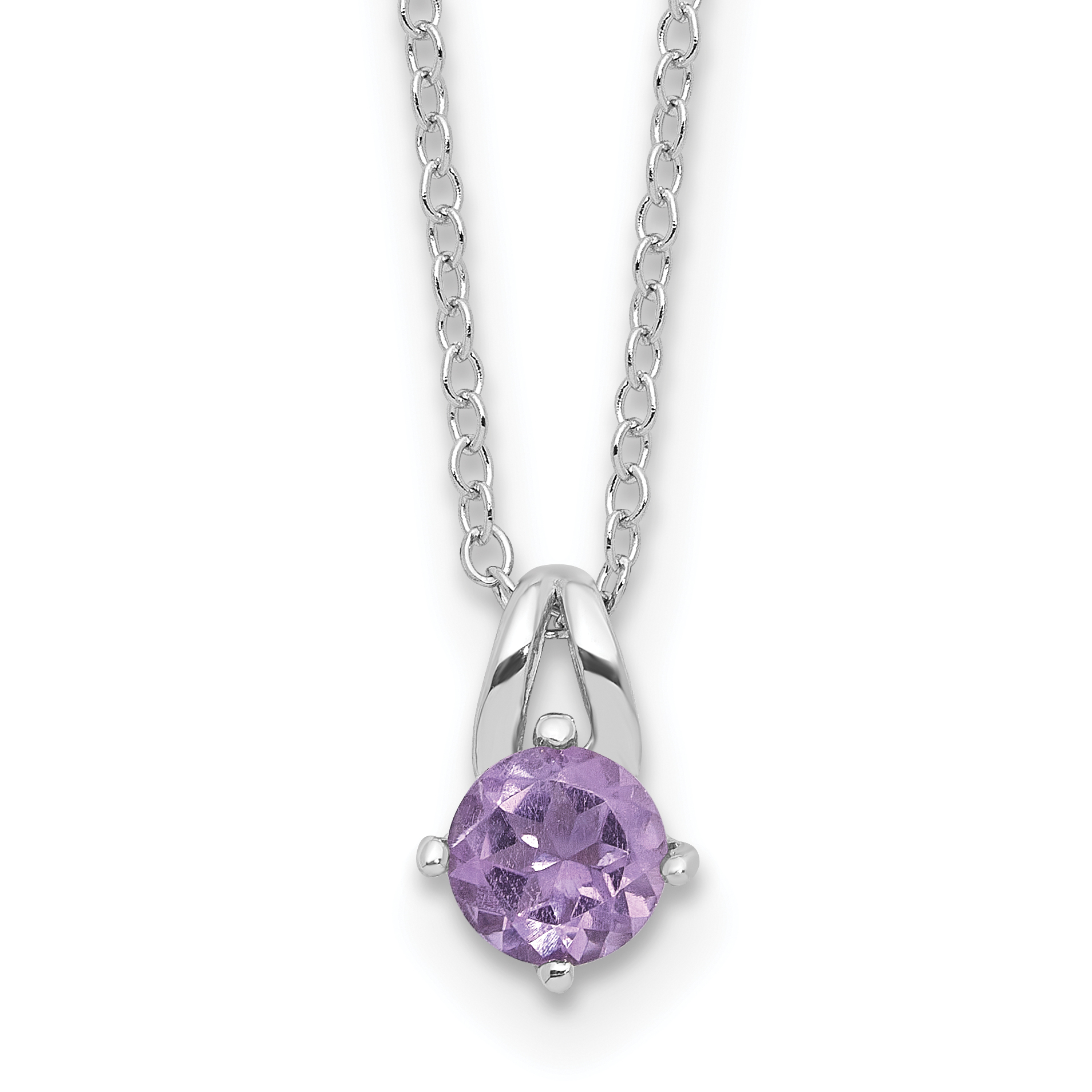 Sterling Silver Rhodium-plated .45AM Amethyst 16in w/2in ext Necklace (QG6741AM-16)