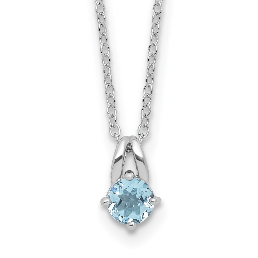 Sterling Silver Rhodium-plated .59BT Blue Topaz 16in w/2in ext Necklace (QG6741BT-16)