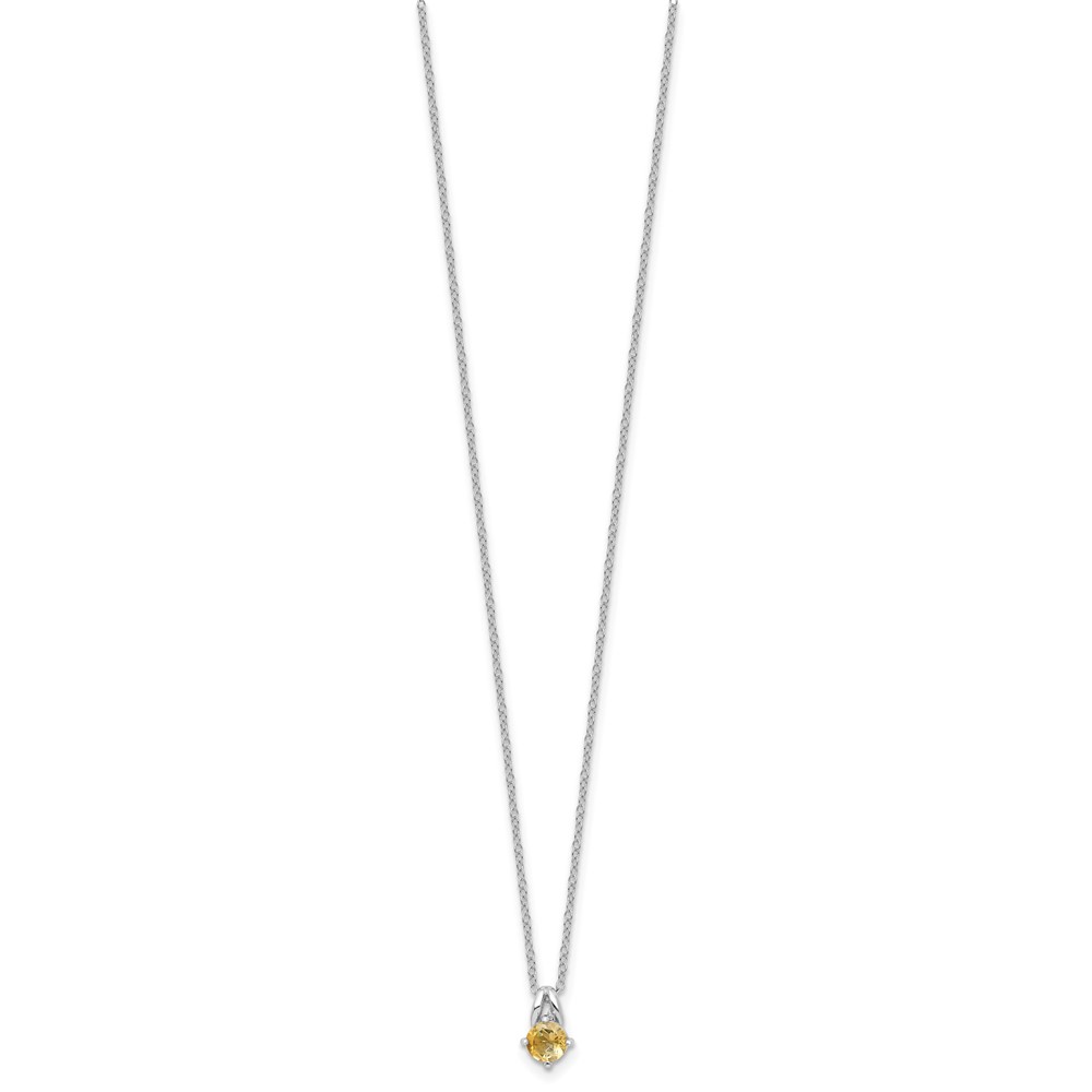 Sterling Silver Rhodium-plated .45CI Citrine 16in w/2in ext Necklace (QG6741CI-16)