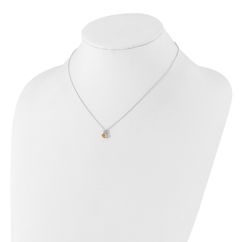 Sterling Silver Rhodium-plated .45CI Citrine 16in w/2in ext Necklace (QG6741CI-16)