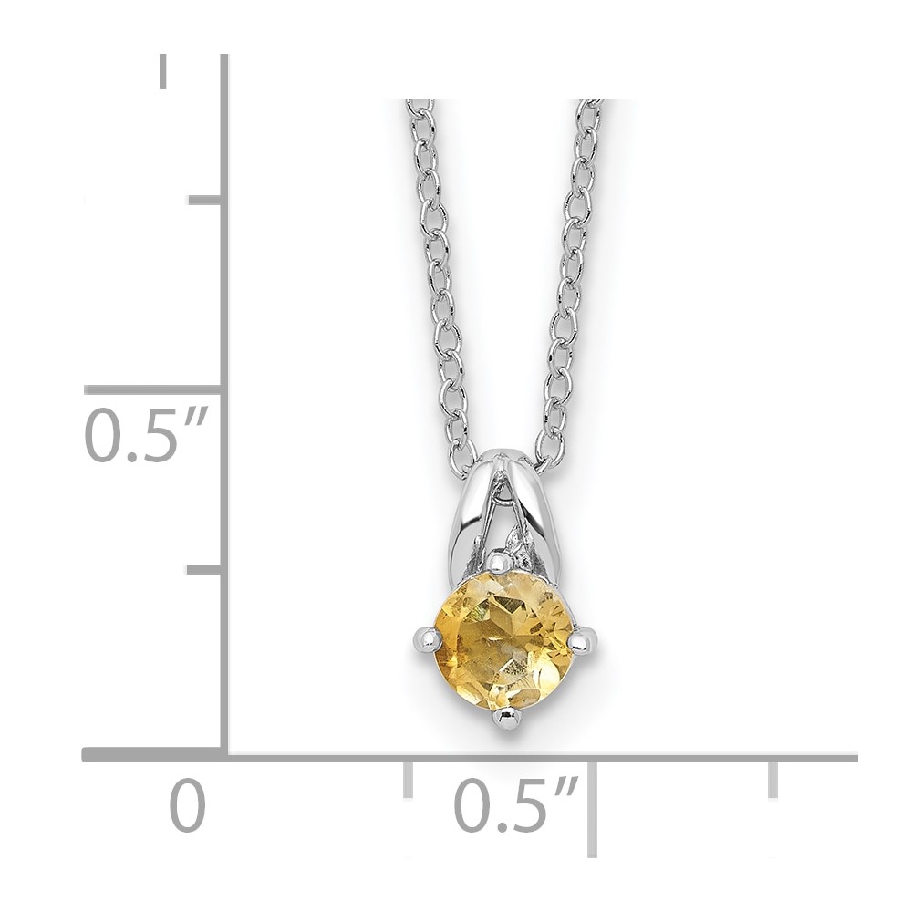 Sterling Silver Rhodium-plated .45CI Citrine 16in w/2in ext Necklace (QG6741CI-16)