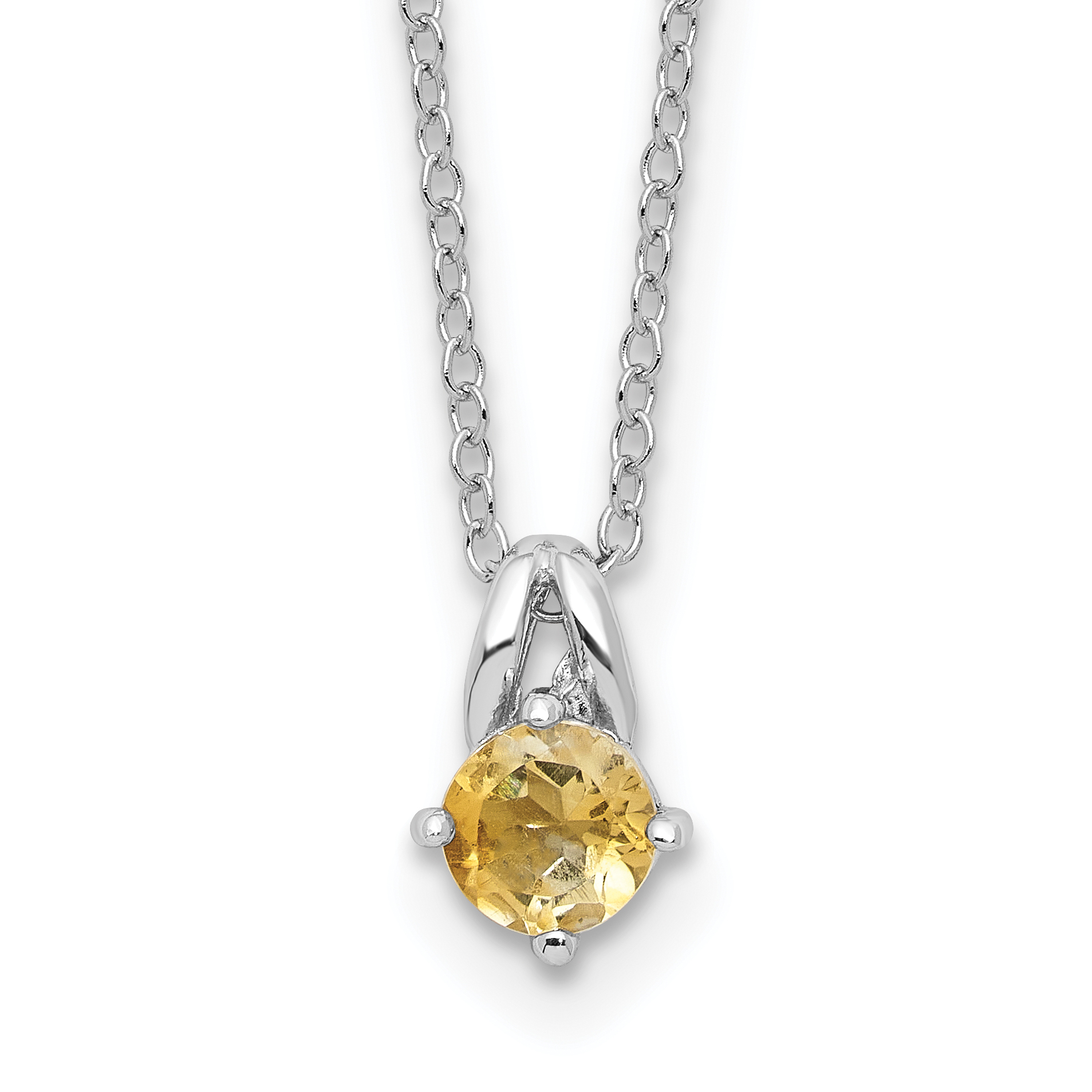 Sterling Silver Rhodium-plated .45CI Citrine 16in w/2in ext Necklace (QG6741CI-16)