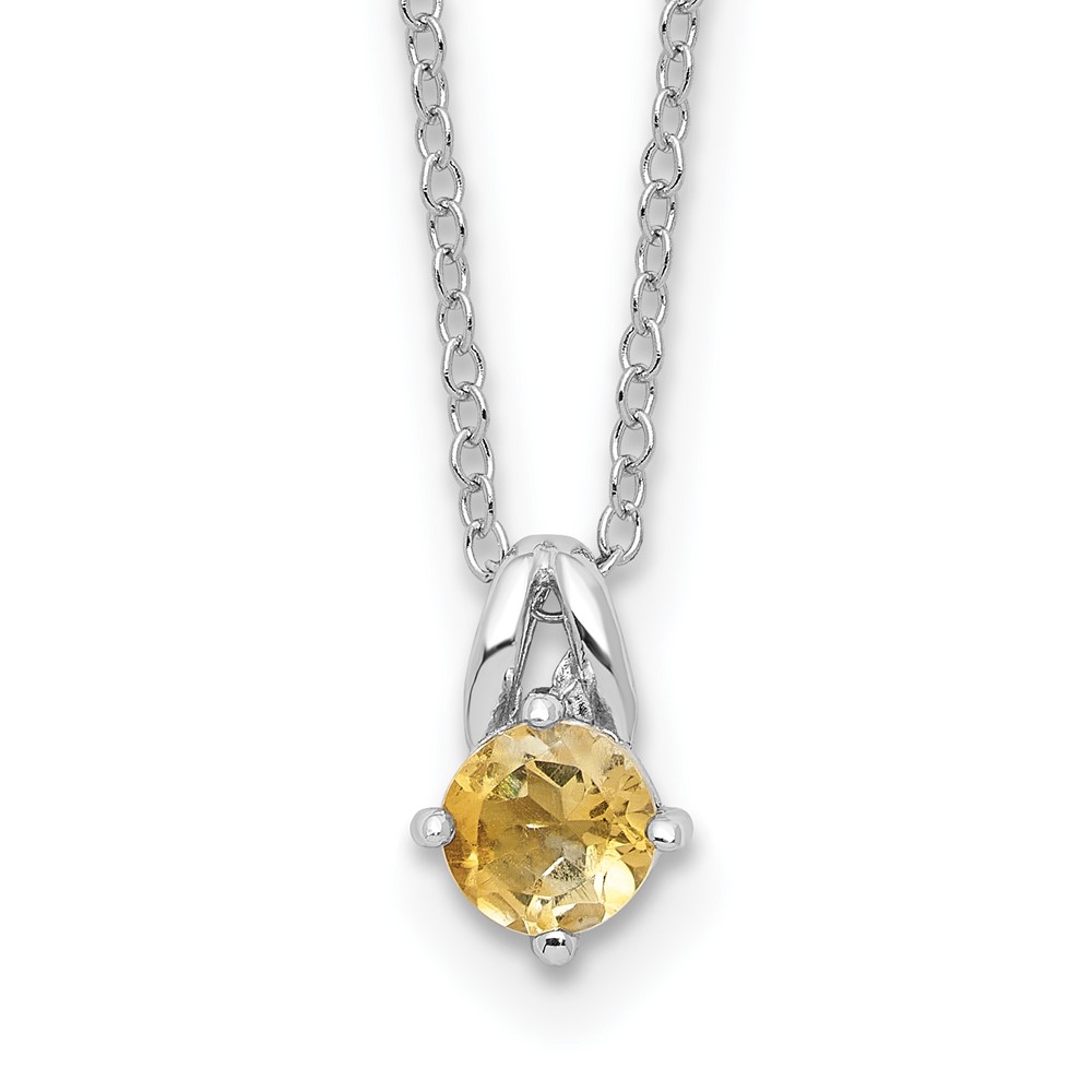 Sterling Silver Rhodium-plated .45CI Citrine 16in w/2in ext Necklace (QG6741CI-16)