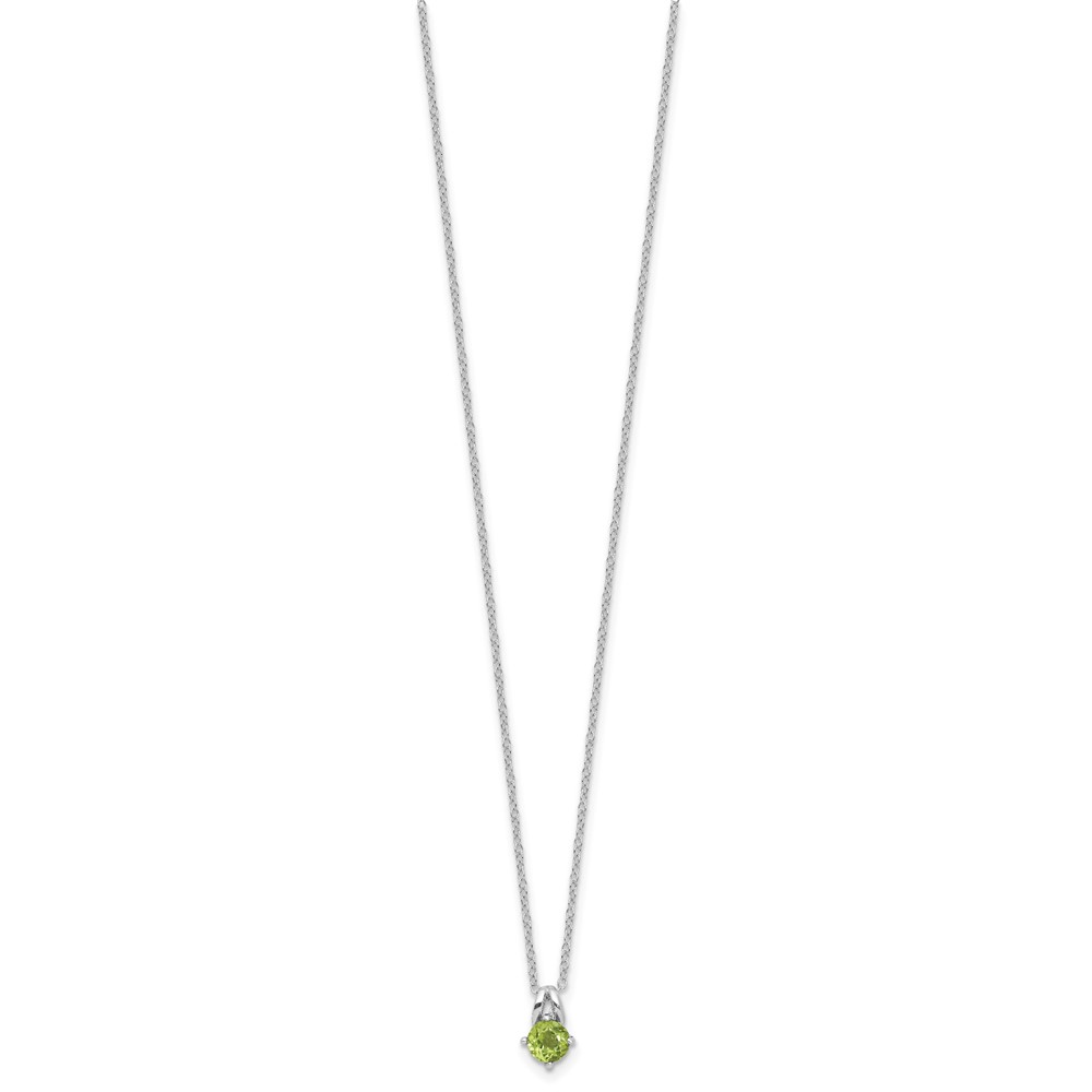 Sterling Silver Rhodium-plated .54PE Peridot 16in w/2in ext Necklace (QG6741PE-16)