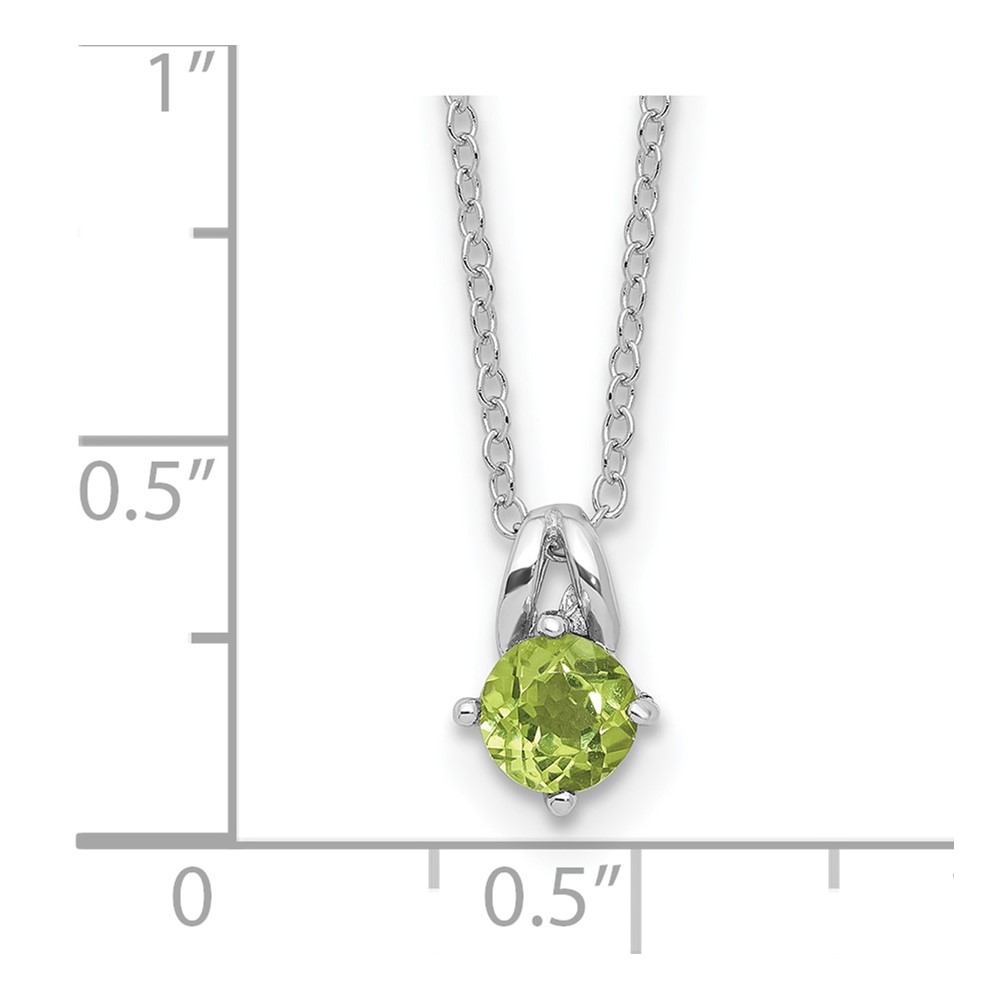 Sterling Silver Rhodium-plated .54PE Peridot 16in w/2in ext Necklace (QG6741PE-16)