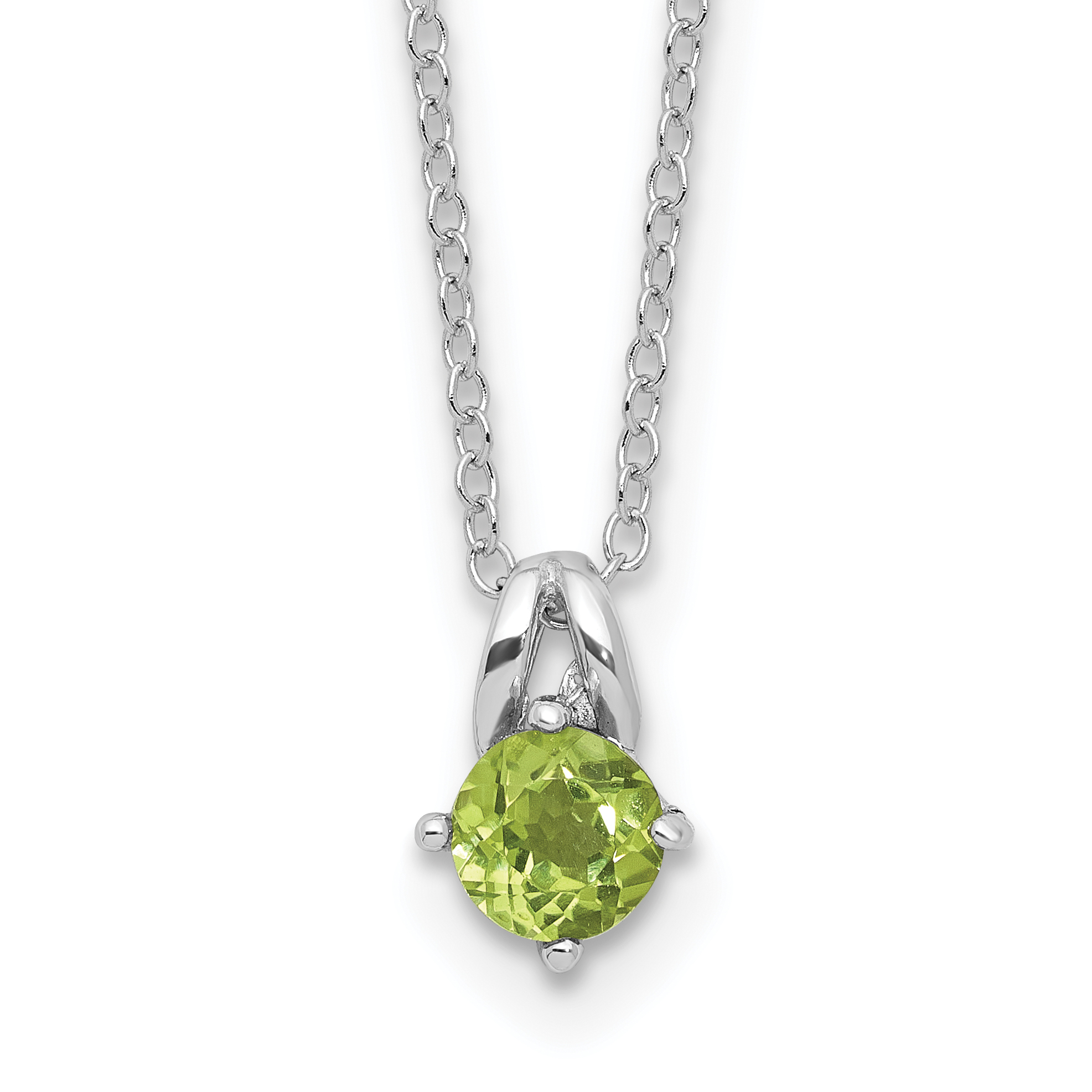 Sterling Silver Rhodium-plated .54PE Peridot 16in w/2in ext Necklace (QG6741PE-16)