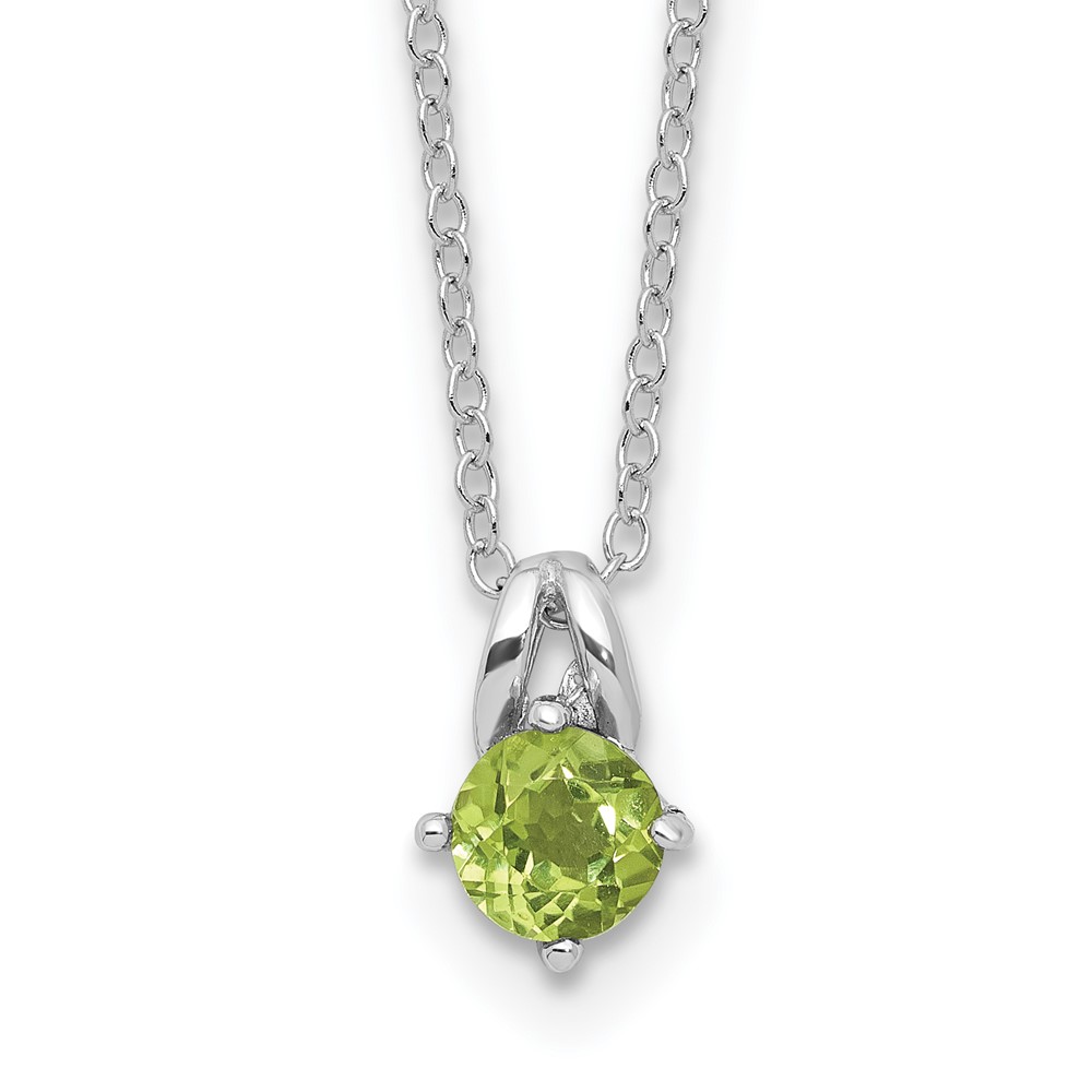 Sterling Silver Rhodium-plated .54PE Peridot 16in w/2in ext Necklace (QG6741PE-16)
