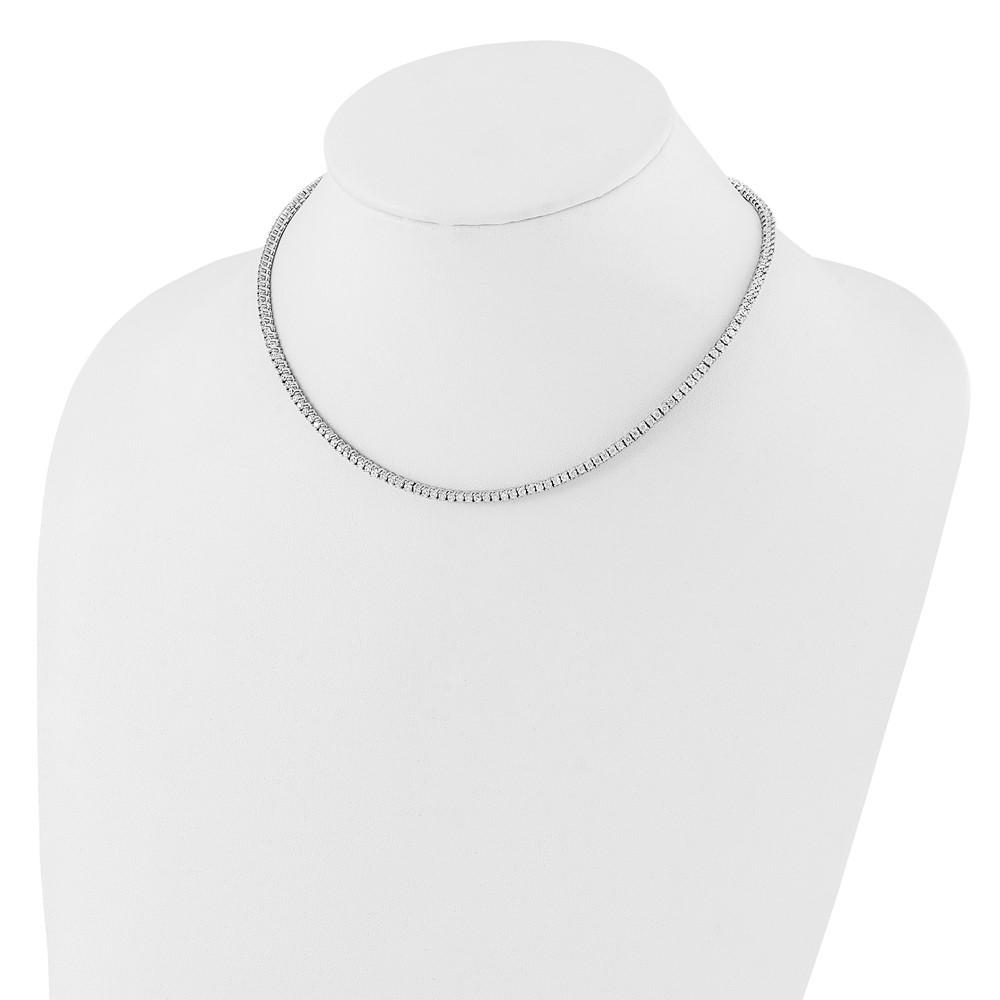 Sterling Silver Rhodium-plated 2mm CZ 16in Tennis Necklace (QG6748-16)