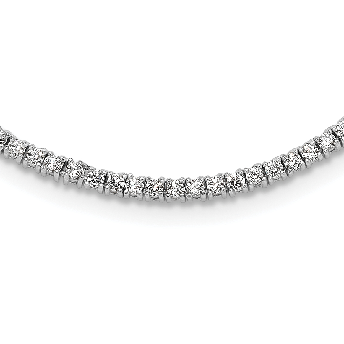 Sterling Silver Rhodium-plated 2mm CZ 16in Tennis Necklace (QG6748-16)