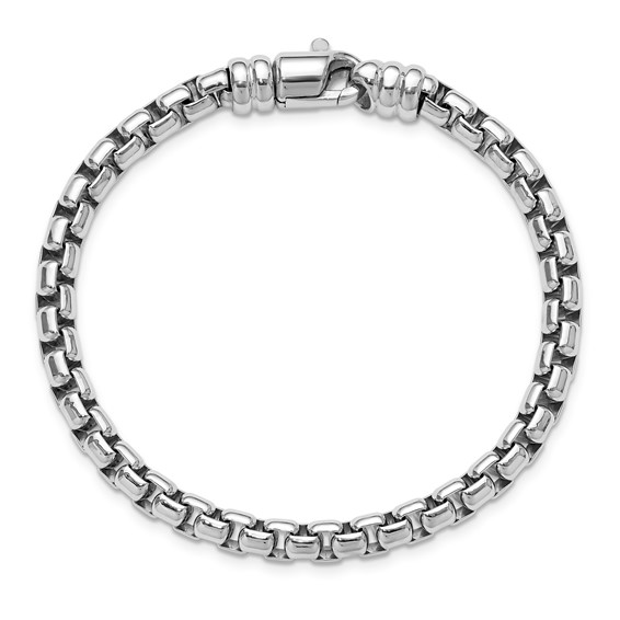 Sterling Silver Rhodium-plated 5.4mm 7.5in Venetian Box Chain Bracelet