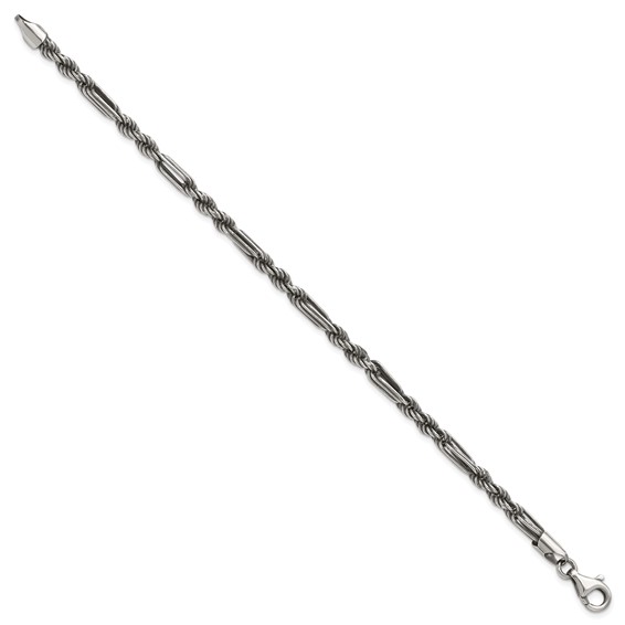 Sterling Silver Antiqued 4.4mm Milano / Figarope Mens 8 inch Bracelet