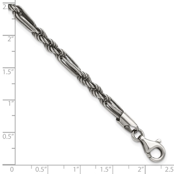 Sterling Silver Antiqued 4.4mm Milano / Figarope Mens 8 inch Bracelet