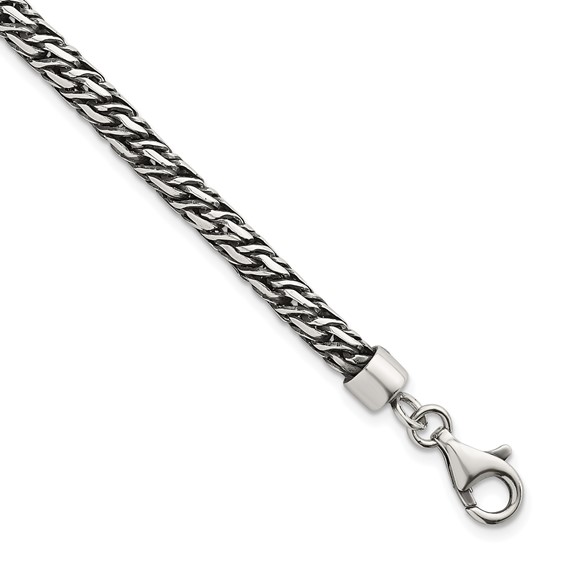 Sterling Silver Rhodium-plated Polished and Antiqued 4.8mm Fancy Link 8 Inch Bracelet