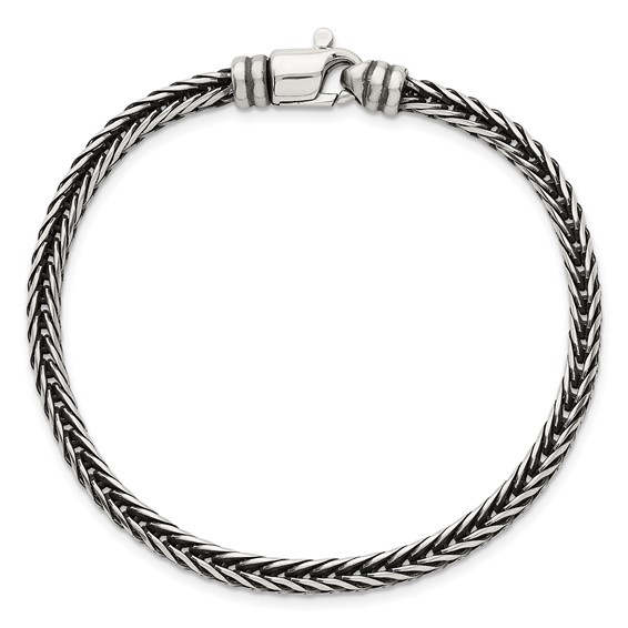 Sterling Silver Antiqued Polished 4.25mm Franco Chain 8 inch Bracelet