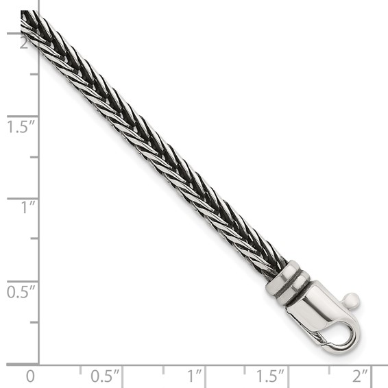 Sterling Silver Antiqued Polished 4.25mm Franco Chain 8 inch Bracelet