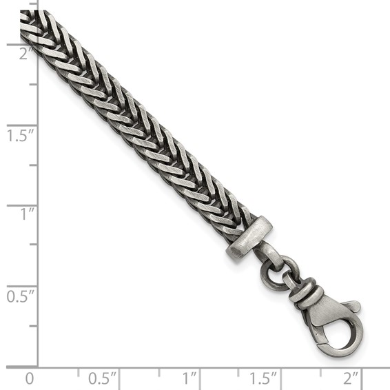 Sterling Silver Antiqued 5.5mm Franco Link Mens 8 inch Bracelet