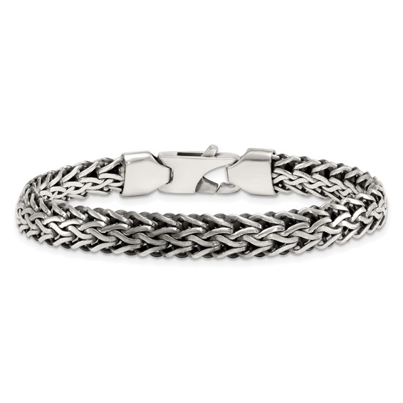 Sterling Silver Antiqued Polished 8.25mm Fancy Chain 7.75 inch Bracelet