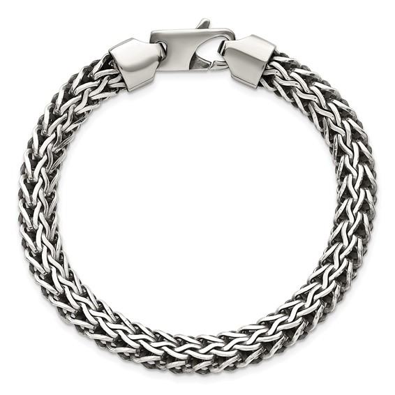 Sterling Silver Antiqued Polished 8.25mm Fancy Chain 7.75 inch Bracelet