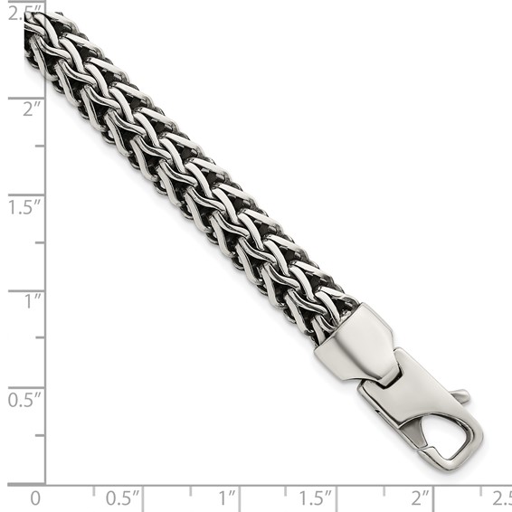 Sterling Silver Antiqued Polished 8.25mm Fancy Chain 7.75 inch Bracelet