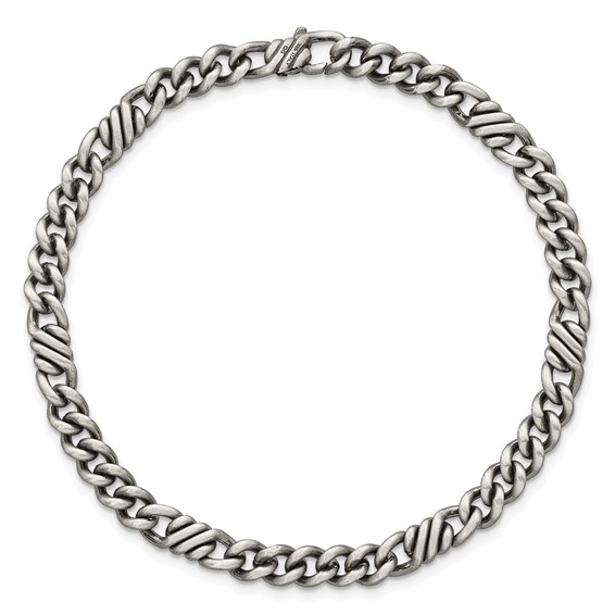 Sterling Silver Black Ruthenium-plated Brushed Fancy Curb Chain Mens 8.5 inch Bracelet