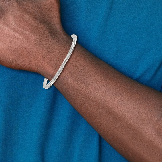 Sterling Silver Polished Fancy 3.5mm Square Snake Link 8 Inch Bracelet