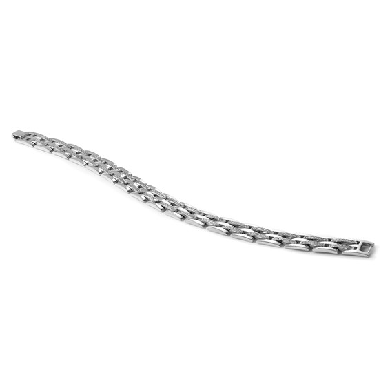 Sterling Silver Rhodium-plated Polished CZ Link 8.75 Inch Men's Bracelet