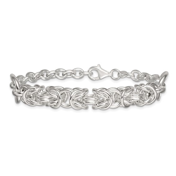 Sterling Silver Polished Fancy Byzantine Center 7.75 inch Bracelet