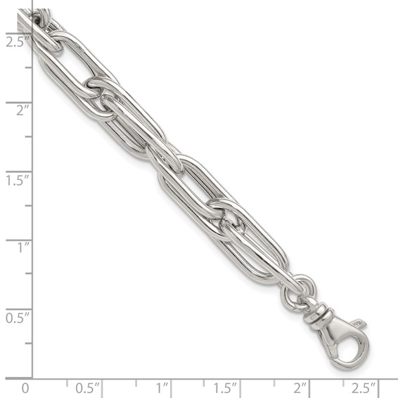Sterling Silver Polished Oval Double Link 7.5 inch with 1 inch Extender Bracelet